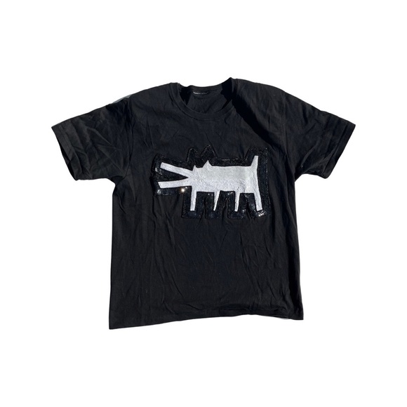 Vintage 1980s Jeanette kastenberg embroidered Keith Haring t shirt size large - Picture 1 of 3